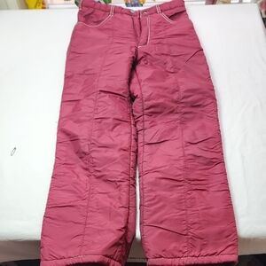 Vintage 1970's Montgomery Ward Snow Jeans Red Insulated Snow Pants Size 14 Kids